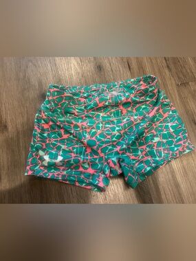 Girls Under Armour Teal and Coral spandex or volleyball shorts
